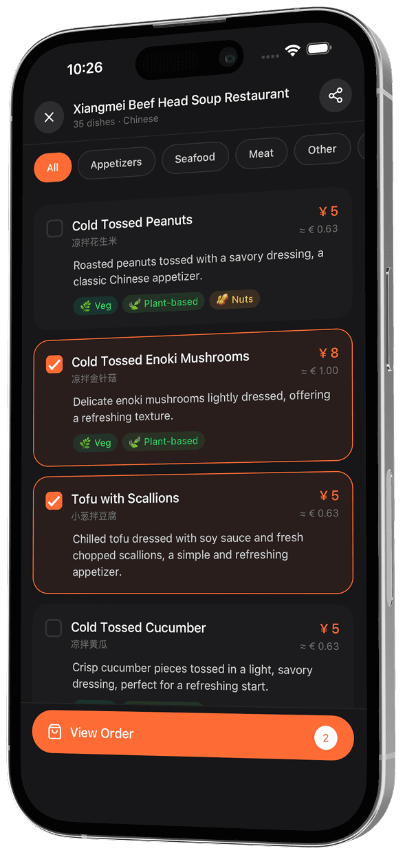 Menufy app screenshot